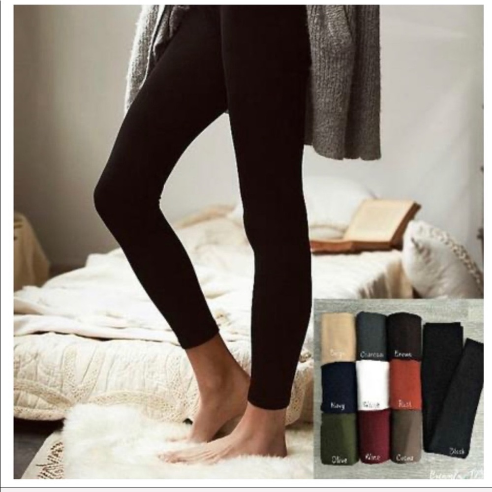 Slimming Black Fleece Leggings - Picture 3 of 3